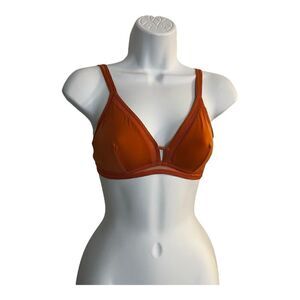 All.You. LIVELY Women Mesh Trim Bralette Terracotta Orange Brown Size M Wireless